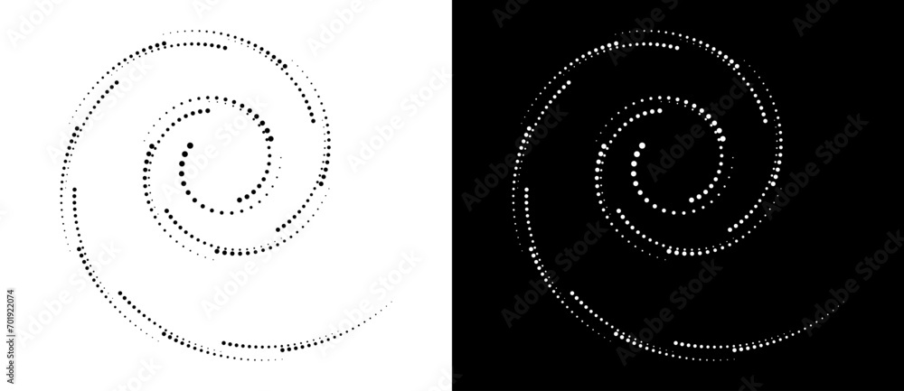 Poster abstract background with halftone dots in circle. art design circle as logo or icon. a black figure 