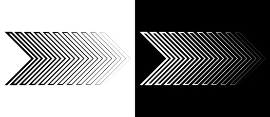Arrow art vector illustration. Black shape on a white background and the same white shape on the black side. - obrazy, fototapety, plakaty