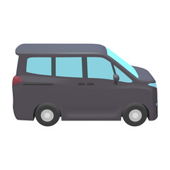 自動車のイラスト素材　デフォルメ　ミニバン　黒（1_d）