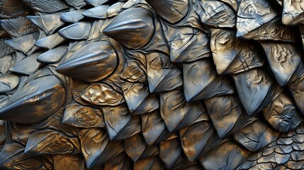 Bronze Scales of Dragon Skin, Mythical and Strong Texture with Metallic Fantasy Detail