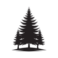 Pine Tree Silhouette - Vector Illustration of Black Nature Majesty
