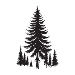 Pine Tree Silhouette - Vector Graphic Illustration in Black
