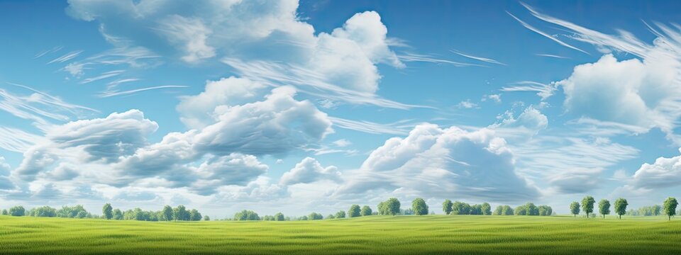 Fantasy World for kids with River Clouds Rainbow Created with Generative AI Technology