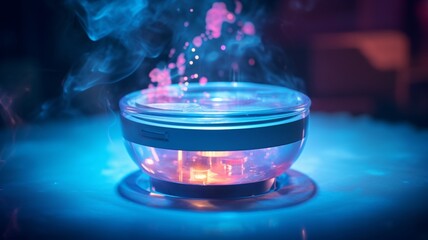 Miniature hot tub hologram inside a magic crystal Ai generated art