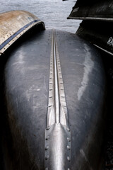 Canoe bottom with view of lake