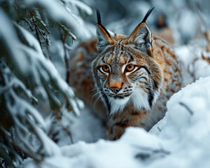 Luchs im Schnee