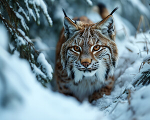 Luchs im Schnee