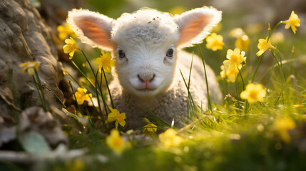 An adorable lamb born in spring from Ireland