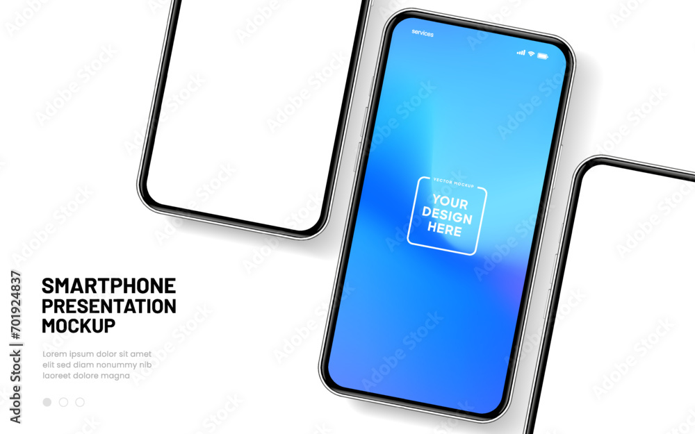 Poster 3d realistic high quality smartphone mockup with isolated background. smart phone mockup collection.