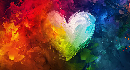 A graphic heart with rainbow colors, LGBTQ, pride - obrazy, fototapety, plakaty