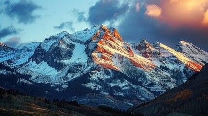 Fototapeta na wymiar their peaks often adorned with snow or bathed in the warm hues of sunset 