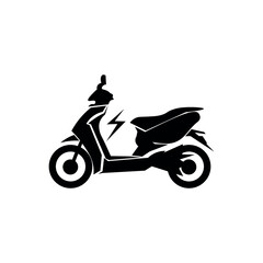 Electric motorcycle on white background