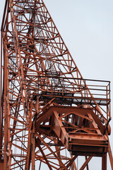 Details of a large wharf crane.
