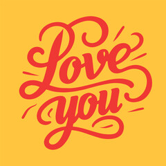 Love You - Happy valentine's typography design