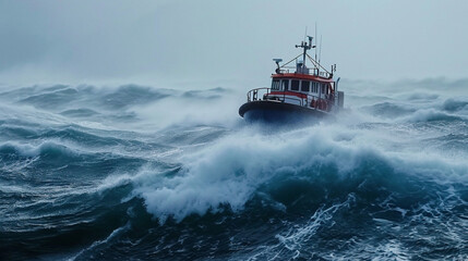 Coast guard rescue in choppy waters, AI Generated