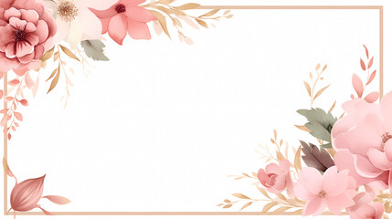 Floral frame with watercolor flowers, decorative flower background pattern, watercolor floral border background