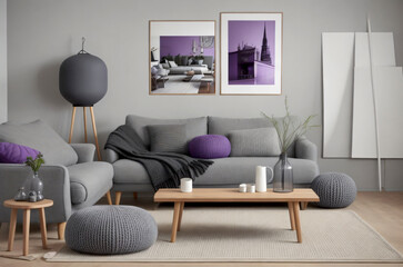 living interior with sofa, Generative AI
