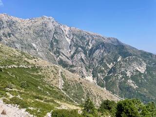 Fototapeta na wymiar Spectacular winding mountain road to Llogara Pass, Albania.