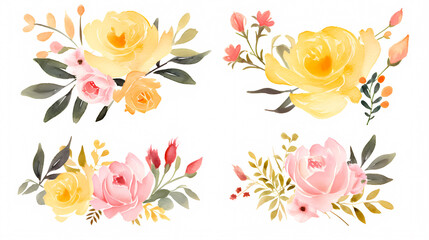 Floral frame with watercolor flowers, decorative flower background pattern, watercolor floral border background