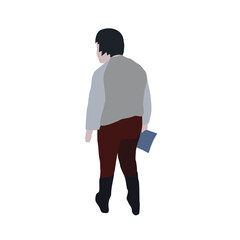 A man walks down the street in winter clothes. 2D image for use as an entourage. Vector flat city infographics.