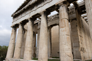 Obraz premium Side View of the Temple of Hephaestus located inside the Ancient Agora in Athens, Greece