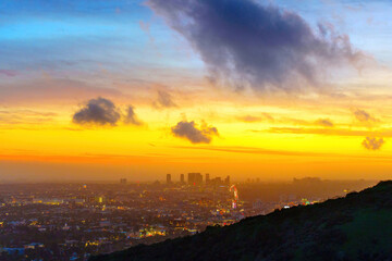 Sunset Splendor: Los Angeles Skyline from Runyon Canyon Park