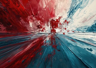 An abstract representation of the Danish Flag, created through experimental techniques such as multi