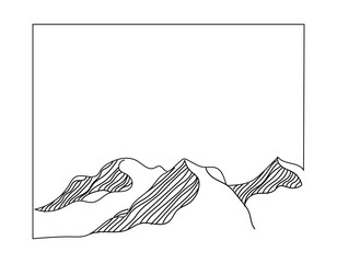 mountains in line art with additional space for logo, text and various layouts