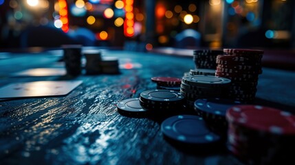 Abstract illustration related to gambling and poker, beautiful casino scene with bright lighting, created with Generative Ai technology. - obrazy, fototapety, plakaty