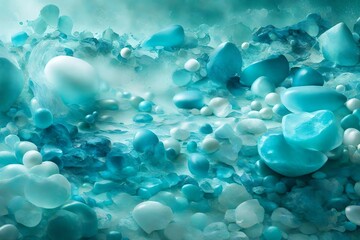 Fototapeta na wymiar stones of different size light blue color 