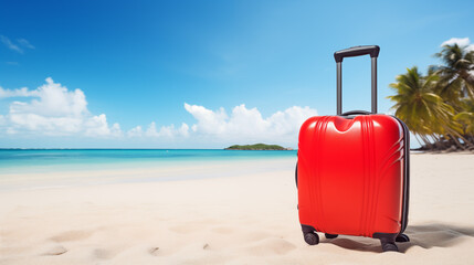 Suitcase on tropical beach. Vacation and travel concept.
generativa IA