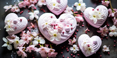Obraz na płótnie Canvas heart shaped Valentine cookies with flowers