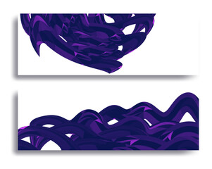 banners with violet abstract dynamic shapes vector background