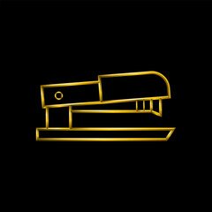 Stapler icon, golden metallic thin 3d lines collection.