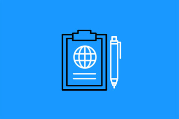 contract , pen illustration in flat style design. Vector illustration.	