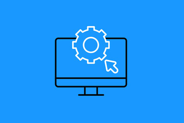 monitor settings illustration in flat style design. Vector illustration.	