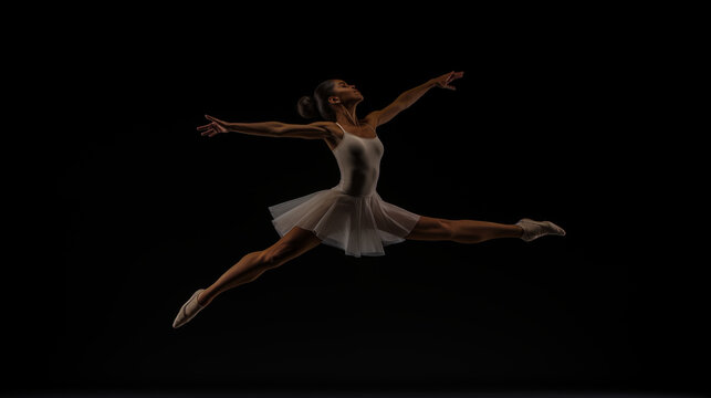 A ballet dancer leaping in the air during a performance to raise awareness for a cause.