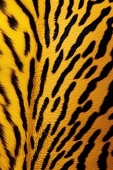 Fototapeta premium Tiger Stripes Yellow Animal Print Pattern Textile Concept Art Contemporary Background Retro Chic Wallpaper Single Color Backdrop