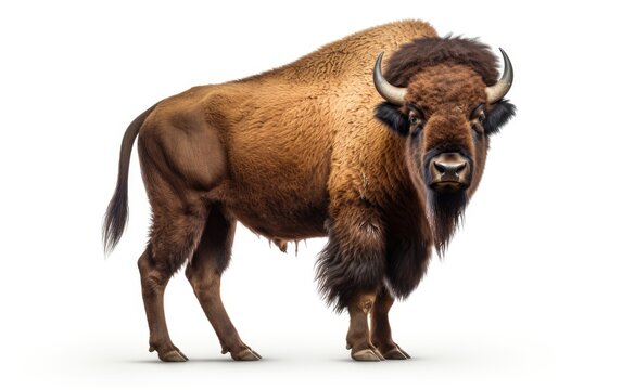 American Bison animal Isolated on white background.