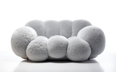 Modern bubble sofa couch, Bubble Boucle gray Sofa Isolated on white background.