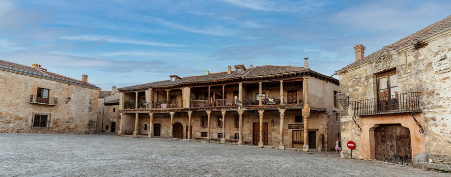 Typical street in the historic center of Pedraza. Segovia. Spain.