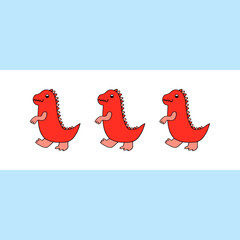 Bright illustration with red dinosaurs.
