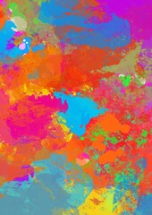 Fototapeta premium multicolored abstract background, digital painting, acrylic paint effect
