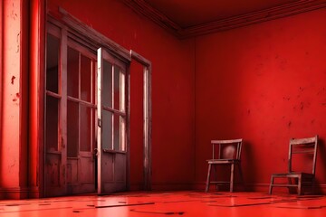 red door in an abandoned building