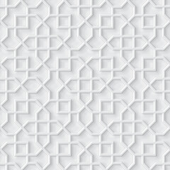 Grey light geometric pattern in Arabic style, soft emboss background