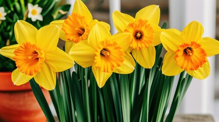 Bright yellow daffodils representing spring and new life for easter 