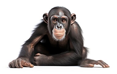 Chimpanzee animal Isolated on white background.