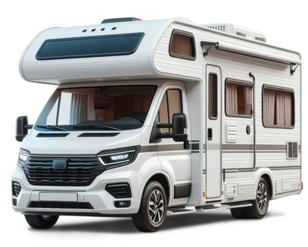 Modern Camper Van isolated on transparent background. AI generative