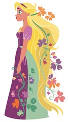 rapunzel fairytale character cartoon illustration fantasy cute drawing book art poster graphic