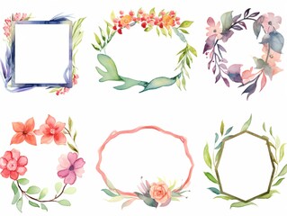 Watercolor frames on a white background